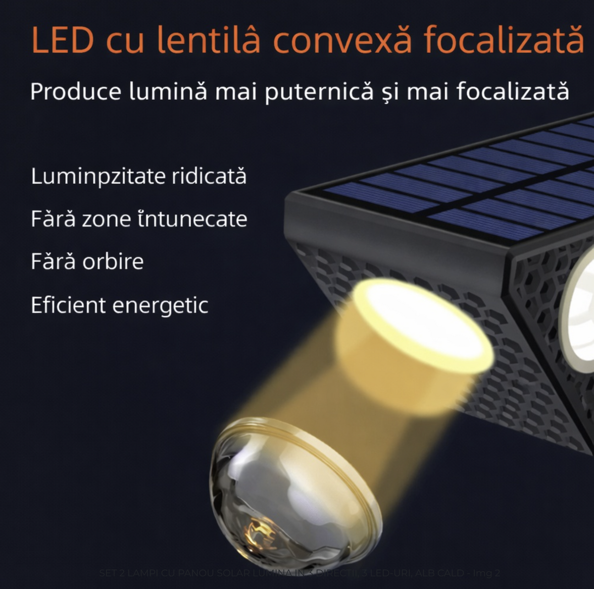 Set 2 Lampi Solare Decorative de Perete, Lumina in 3 Directii, Mullticolor/Alb rece/Alb Cald