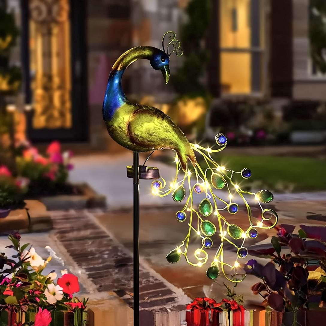 Lampa Solara Decorativa Paun LED – Iluminare Eleganta pentru Gradina Ta