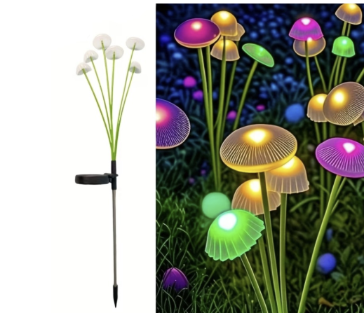 Set 2 Lampi Solare Decorative Jellyfish Multicolor, 6 LED-uri, Efect Meduza, Aprindere Automata