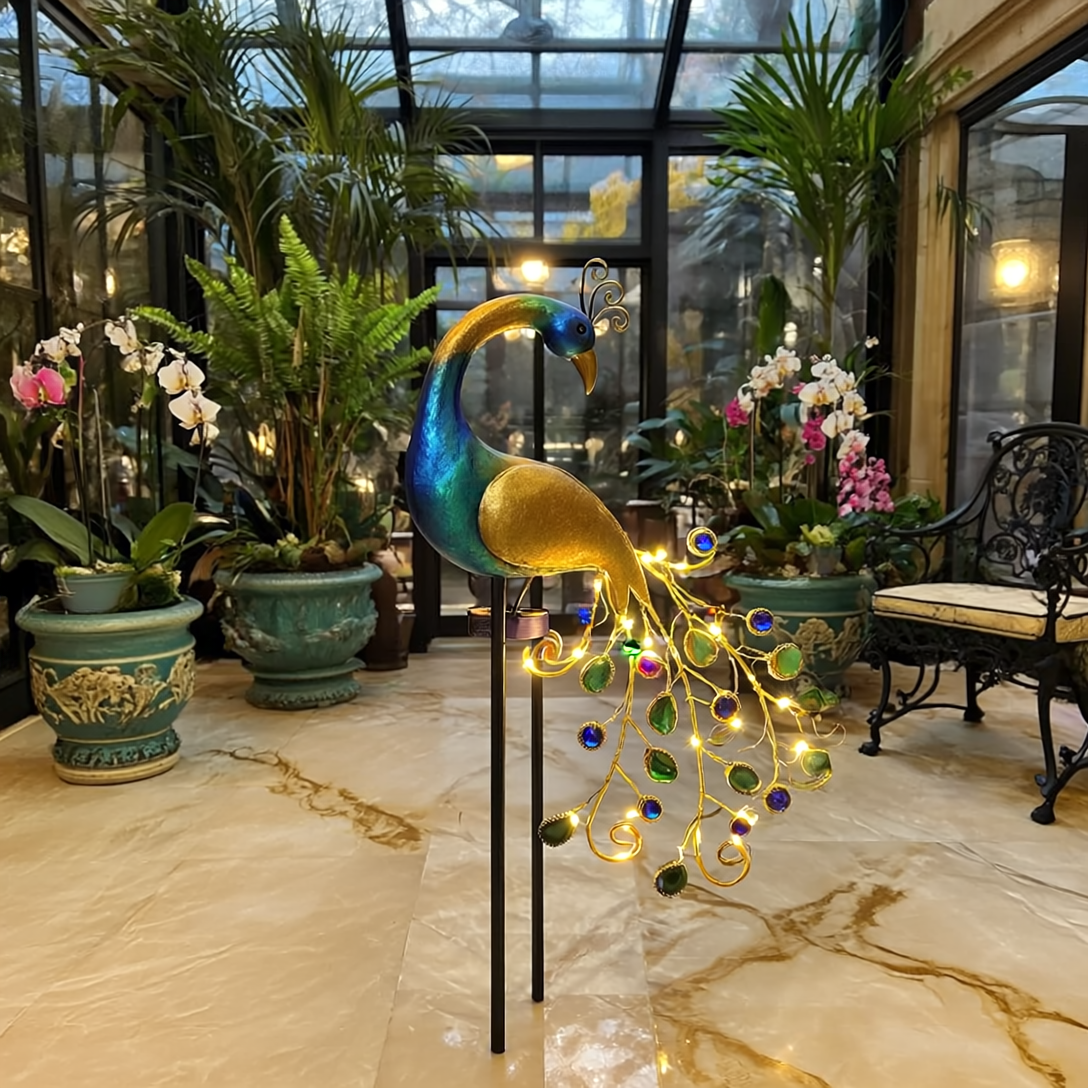 Lampa Solara Decorativa Paun LED – Iluminare Eleganta pentru Gradina Ta