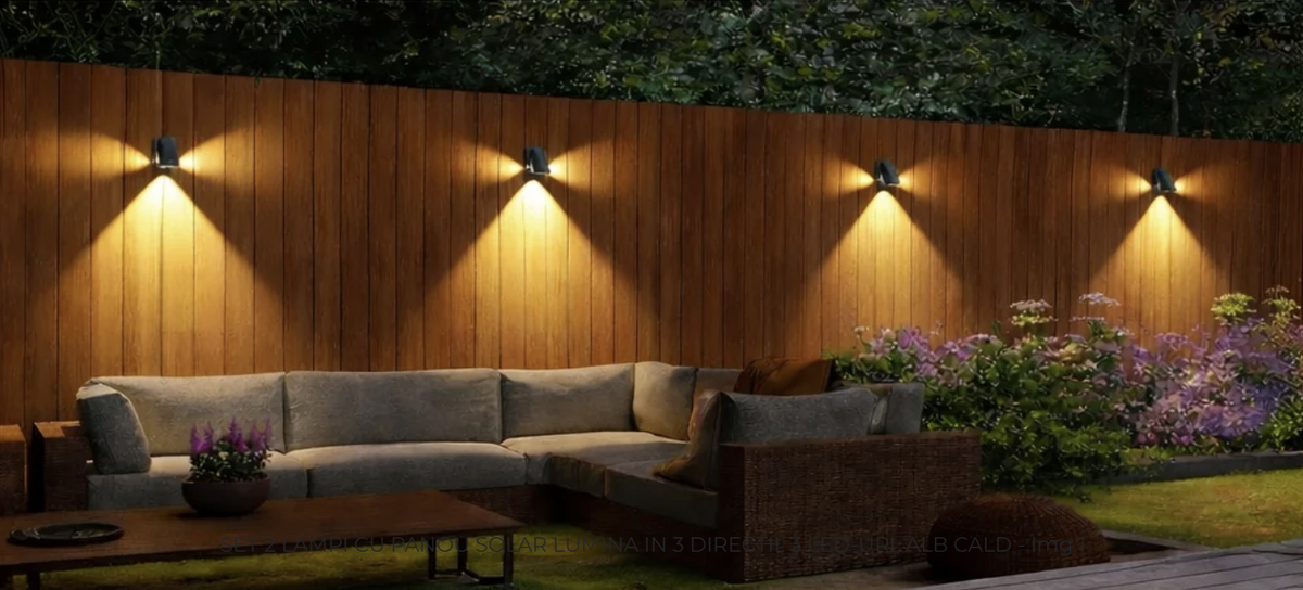 Set 2 Lampi Solare Decorative de Perete, Lumina in 3 Directii, Mullticolor/Alb rece/Alb Cald