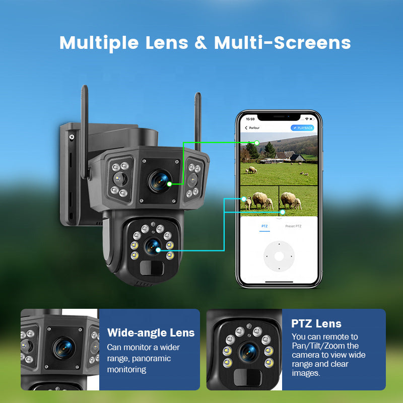 Camera Supraveghere Solara Dubla INNOVA WIFI , 6MP , Full HD, PTZ 360°, baterie 12000mAh , 3 ani garantie
