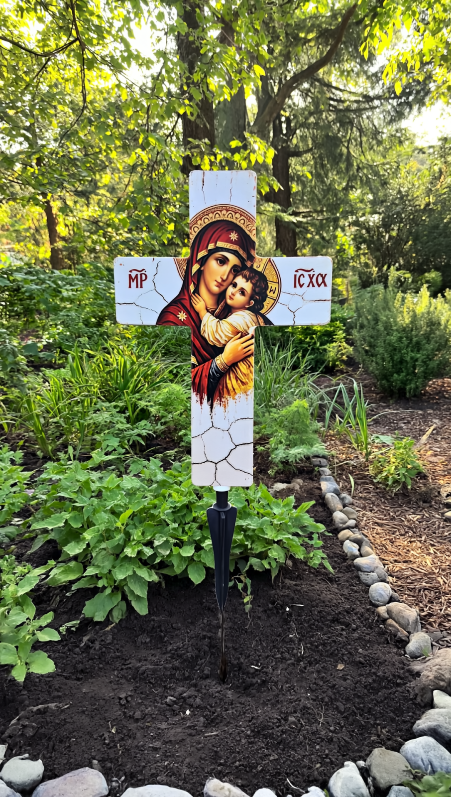 ✝️ Cruce Solara Decorativa LED – Lumina Calda pentru Comemorare si Liniste