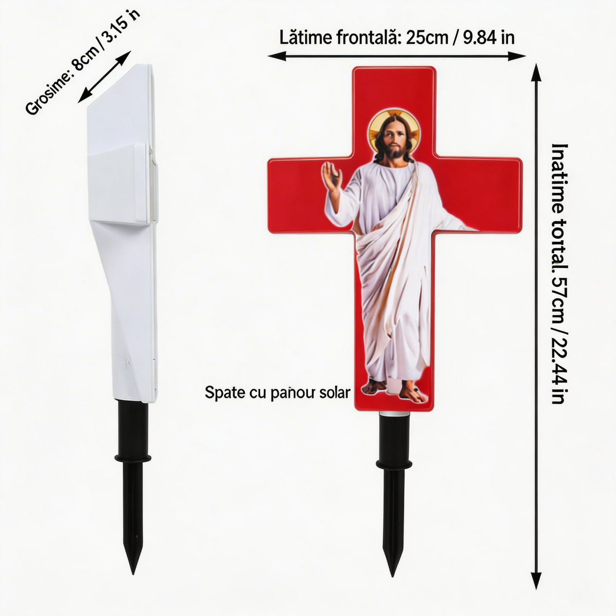 ✝️ Cruce Solara Decorativa LED – Lumina Calda pentru Comemorare si Liniste
