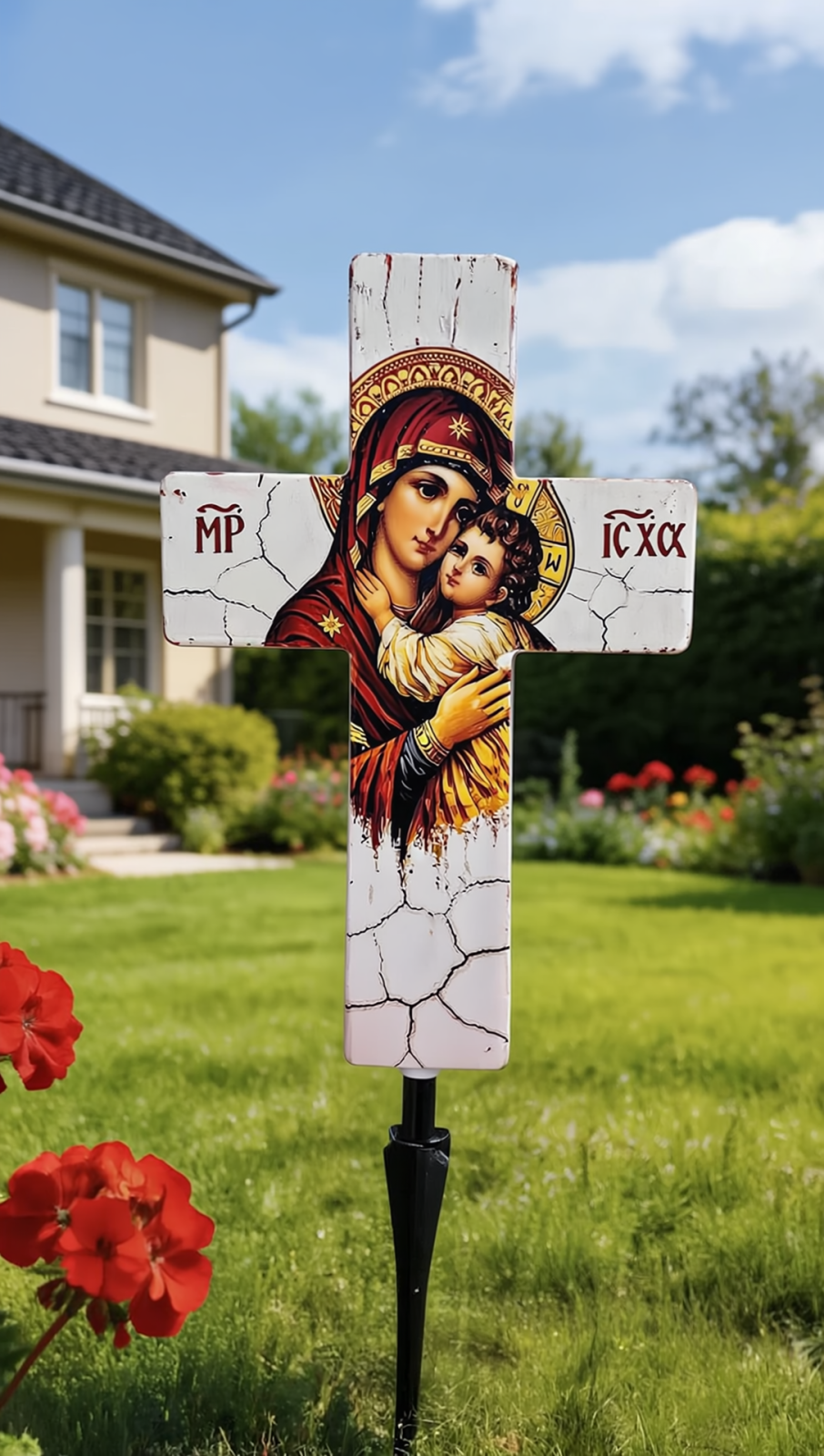 ✝️ Cruce Solara Decorativa LED – Lumina Calda pentru Comemorare si Liniste