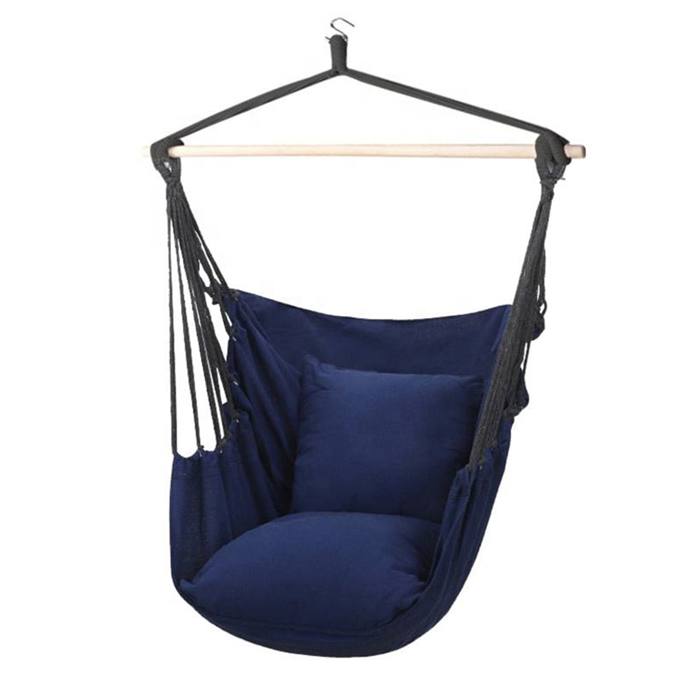Hamac Suspendat Tip Scaun Premium cu 2 Perne, Husa Transport, 2 Carlige Metalice si Franghie Inclusa, 100x130 cm