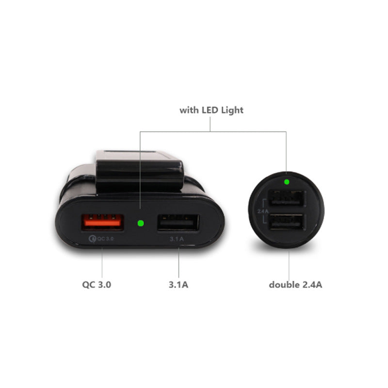 Pachet 1+1 Incarcator auto, 4 in 1, 12V/32V USB QC3.0, 40W, cablu de 1,7 m