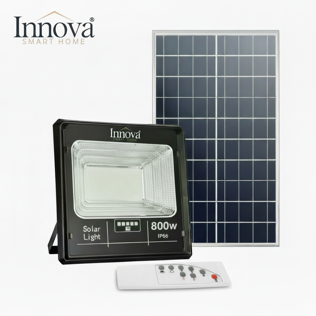 Set 2 x Proiector LED INNOVA 800 W Cu Panou Solar si telecomanda, IP66 + Cadou Surpriza