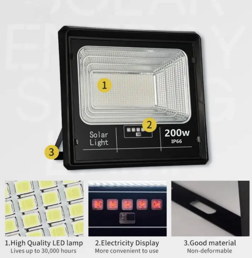 Set 4 x Proiector LED INNOVA 200W Cu Panou Solar si telecomanda, IP66 + Cadou Surpriza