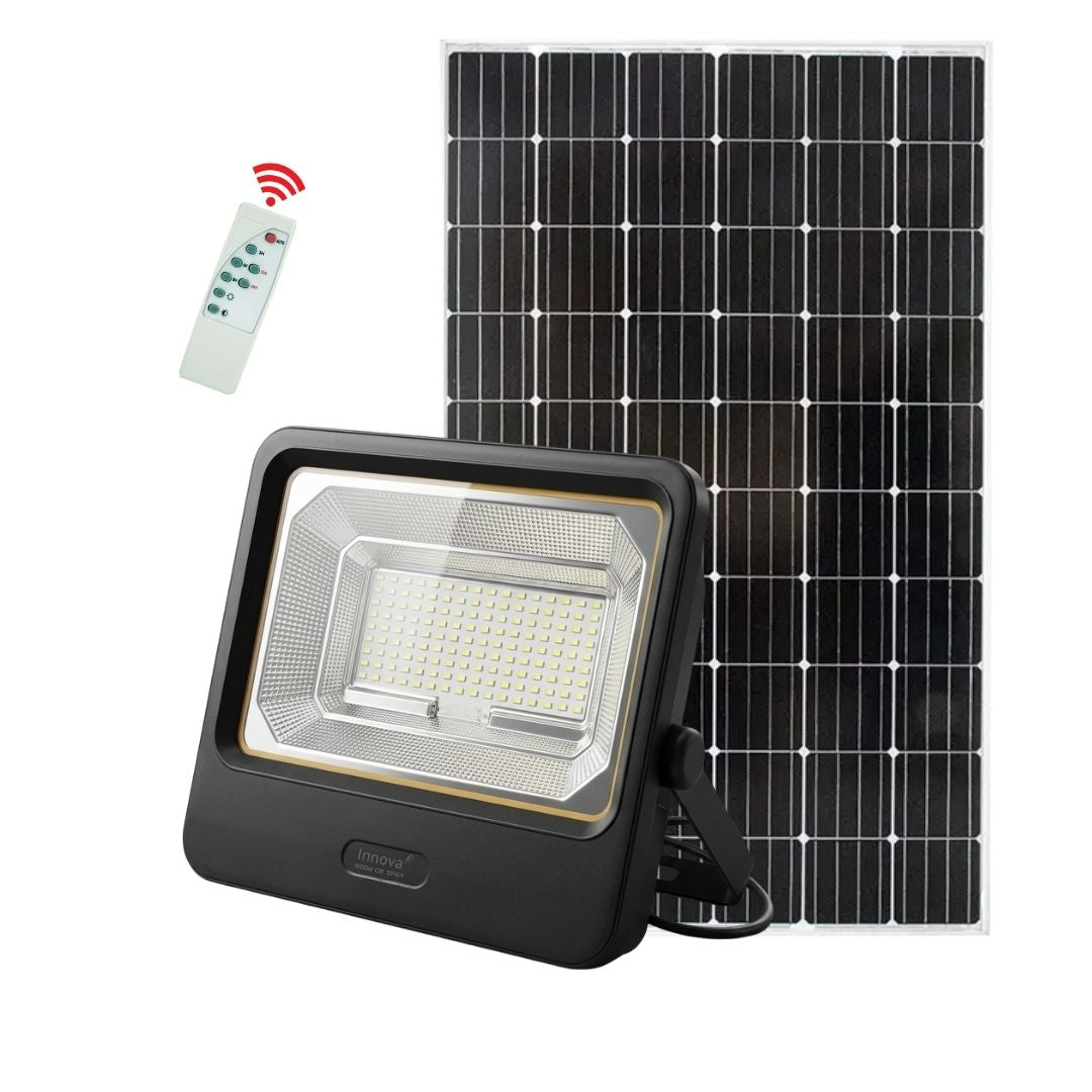 Proiector Solar LED 800W Innova Smart Home Cyborg, IP67, Panou Solar 35x35 cm și Telecomandă