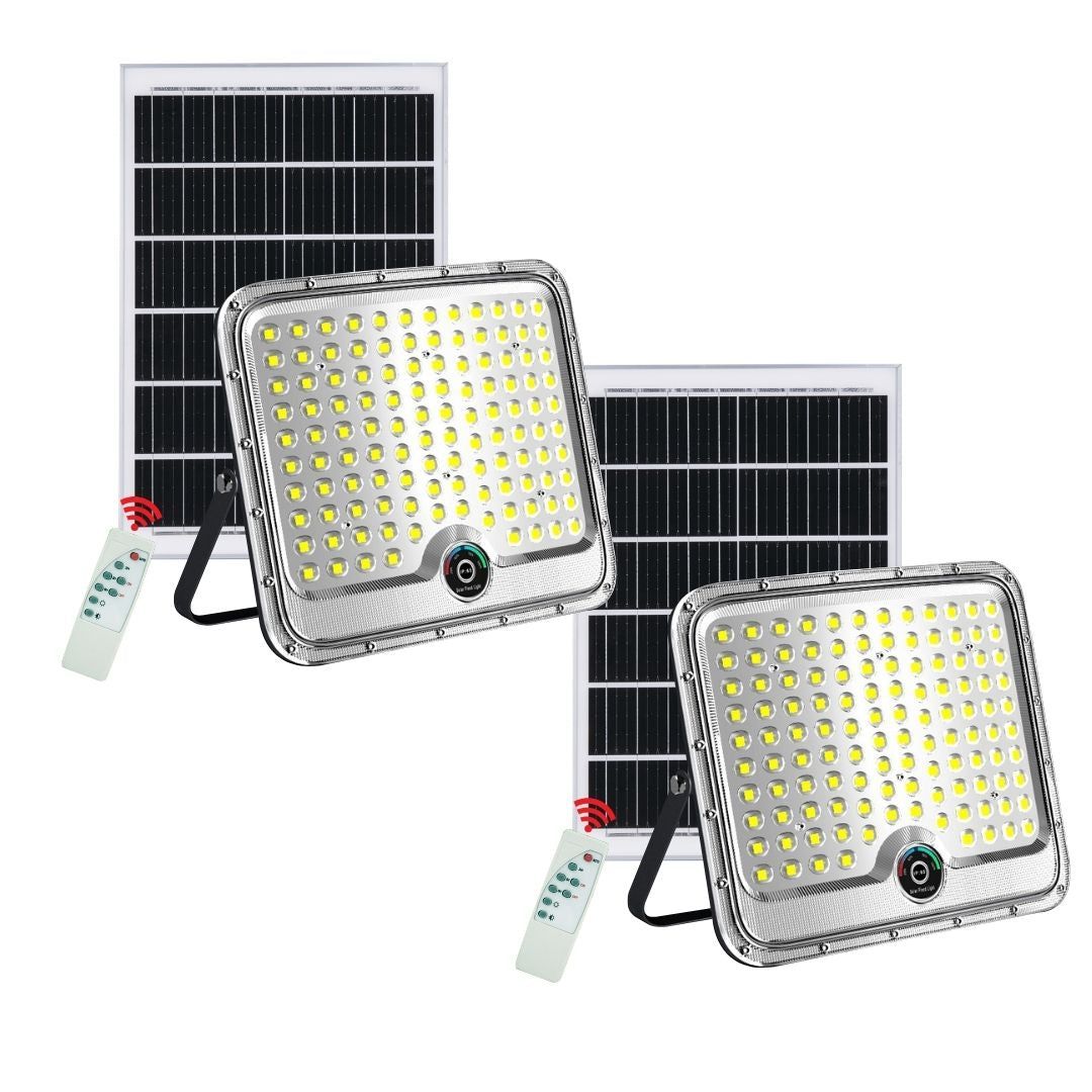 Set 2 Proiectoare Solare LED 800W Innova Smart Home Hall, IP67, Panouri Solare 45x35 cm și Telecomenzi
