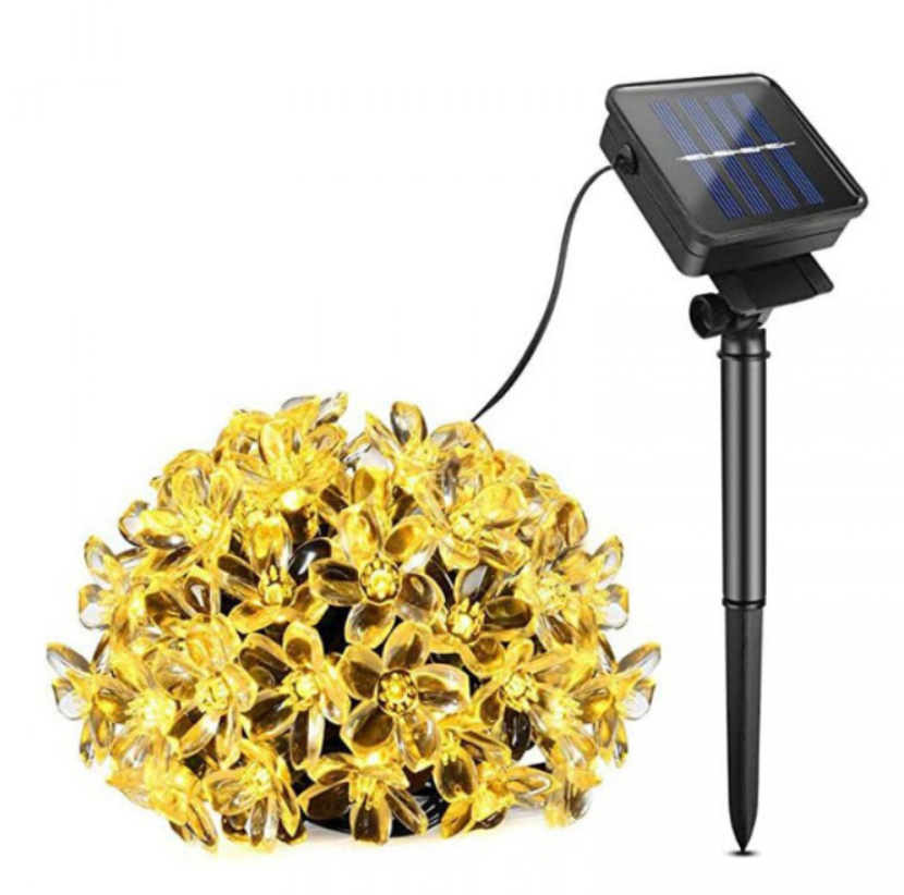 Set 2/4/8 x Instalație Solară pentru Grădină - Flori de Cireș cu 50 LED-uri, Alb Cald