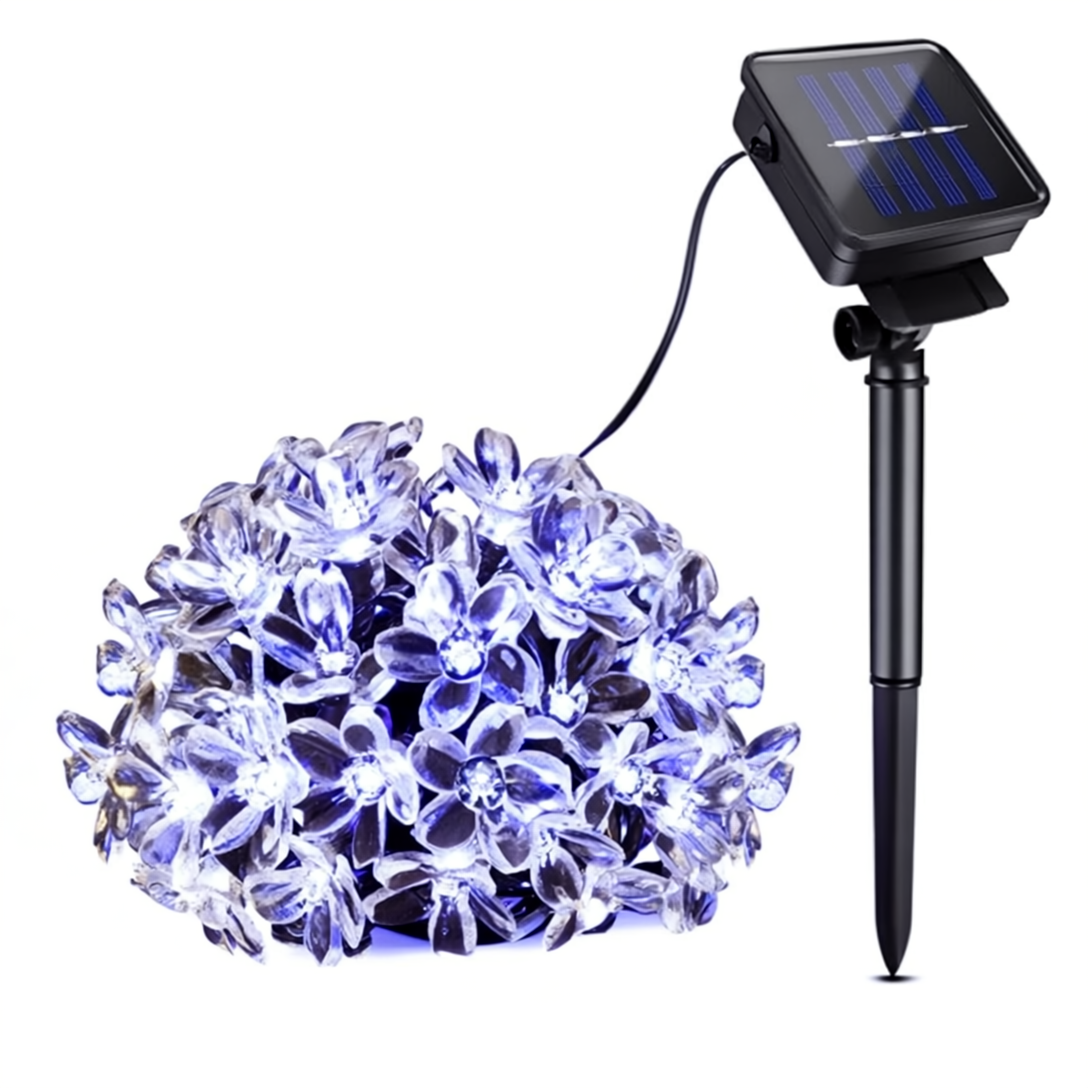 Set 2/4/8 x Instalație Solară pentru Grădină - Flori de Cireș cu 50 LED-uri, Alb Rece