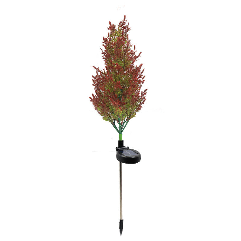 Set 2 x Copaci Tuia Solari Decorativi cu 10 LED-uri Multicolore, 70 Ramuri, Înălțime 80 cm, Iluminare Automată cu Energie Solară