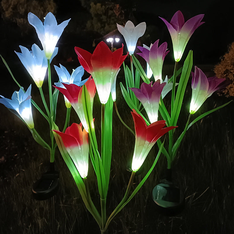 Set 4 Lampi Solare Crini Decorative, 70cm, IP66, LED cu Senzor Lumina