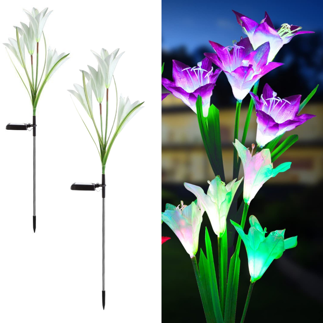 Set 4 Lampi Solare Crini Decorative, 70cm, IP66, LED cu Senzor Lumina