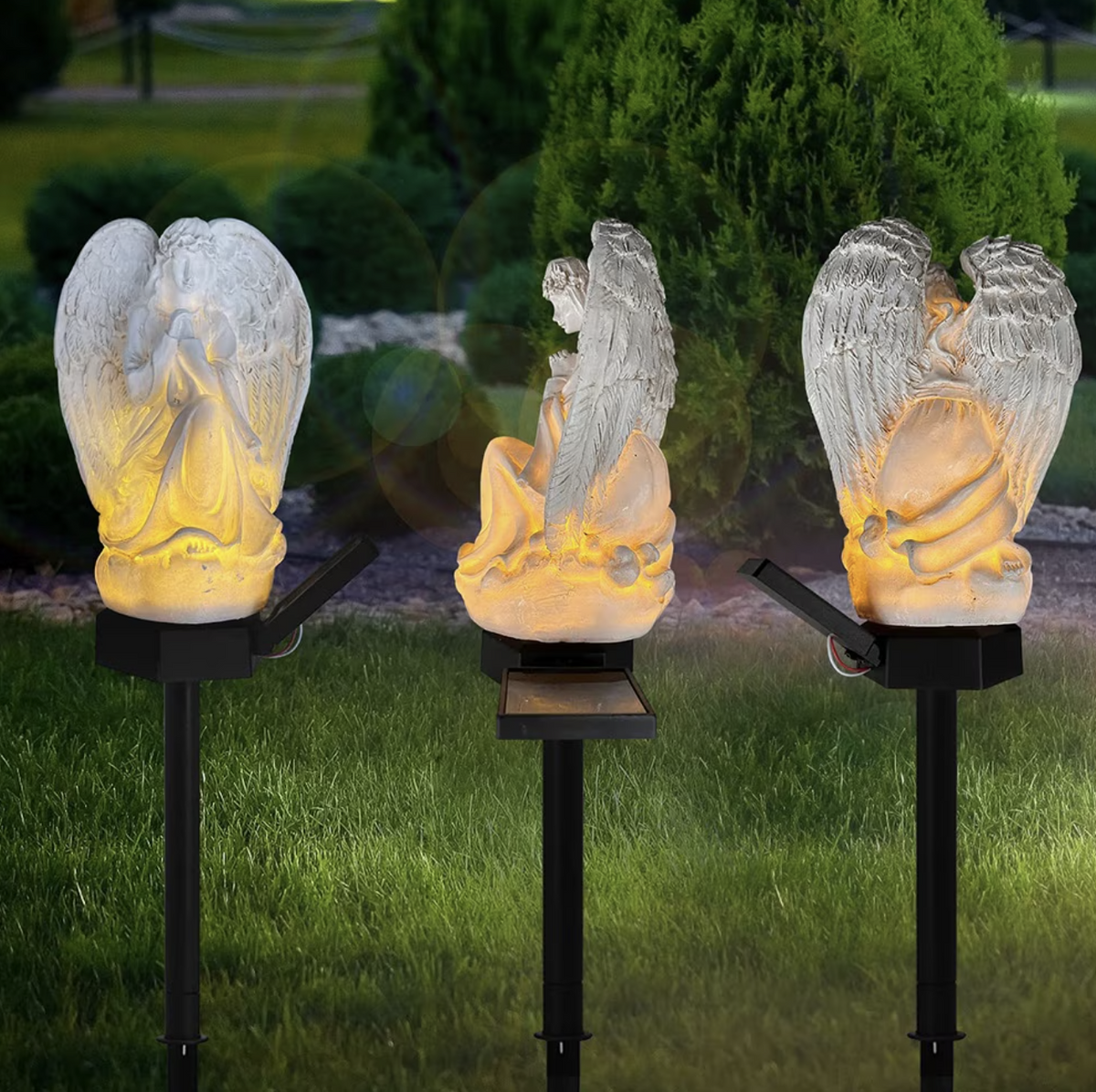 Set 2 Lampi Solare Decorative Inger cu LED, Iluminare Automata, Rezistente la Intemperii, IP44, 45 cm