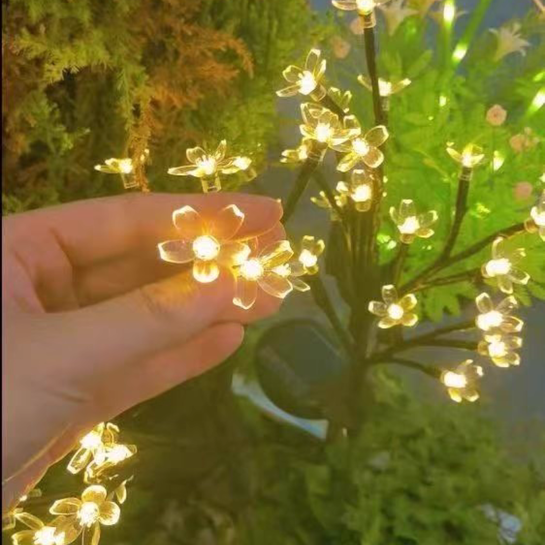 Set 4 Lampi Solare Decorative Ramura cu Flori LED, 65cm, IP66