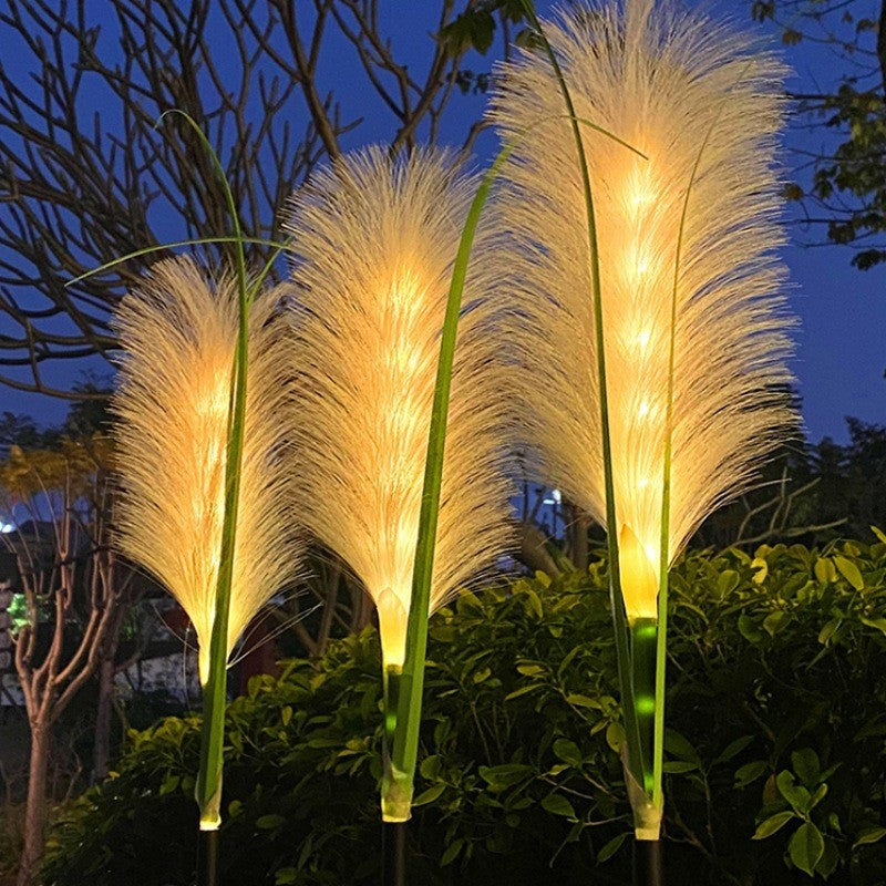Set 4 Lampi Solare Decorative tip Iarba Pampas cu LED M374-22, 70cm, lumina calda, IP66