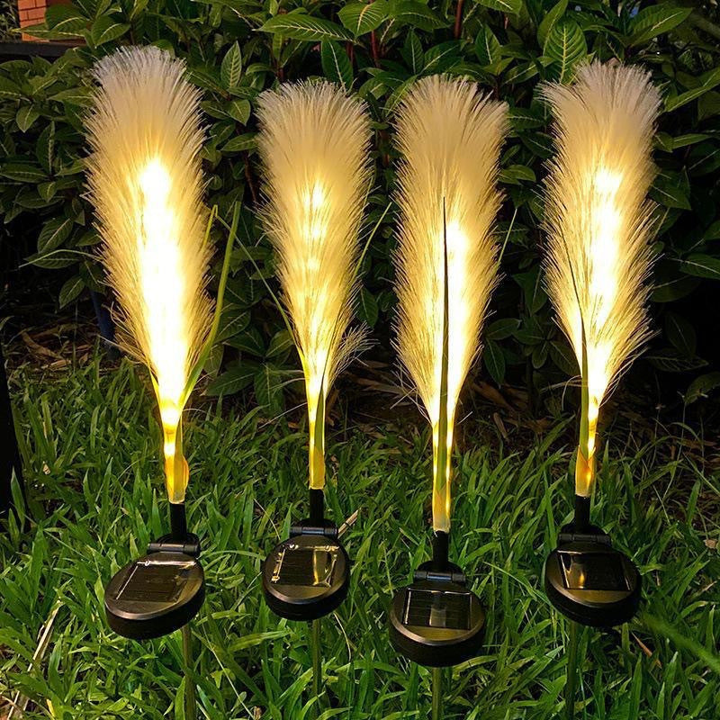Set 4 Lampi Solare Decorative tip Iarba Pampas cu LED M374-22, 70cm, lumina calda, IP66