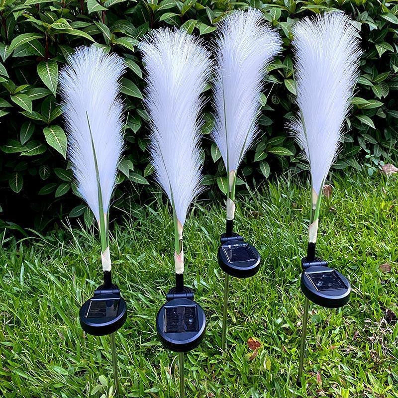 Set 4 Lampi Solare Decorative tip Iarba Pampas cu LED M374-22, 70cm, lumina calda, IP66