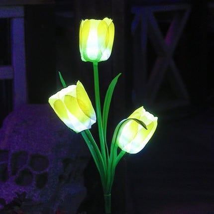 Set 4 Lampi Solare Lalele Decorative, 70cm, IP66, LED cu Senzor Lumina