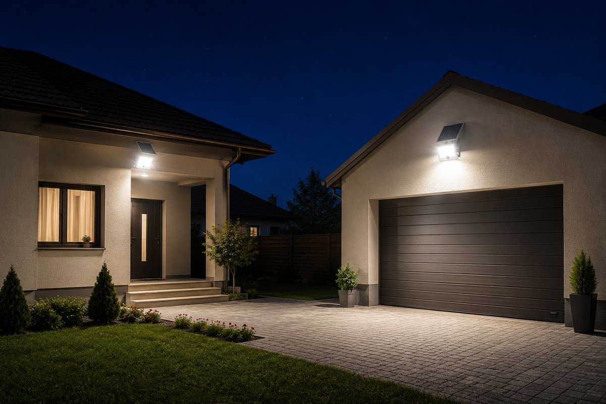 Set 2 Proiectoare Solare LED 800W Innova Smart Home Hall, IP67, Panouri Solare 45x35 cm și Telecomenzi