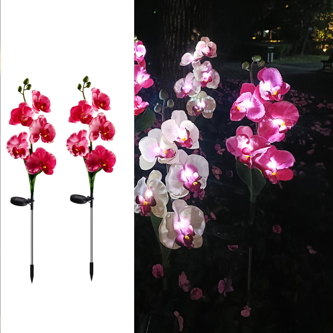 Set 4 x Lampi Solare Orhidee cu LED – Decor Romantic pentru Gradina, Tarus si Panou Solar