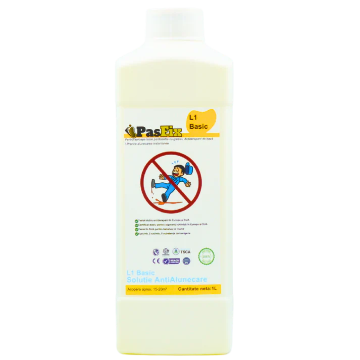 Soluție Antialunecare PasFix L1 Basic 1L – Protecție esențială pentru băi, bucătării și suprafețe cu risc de alunecare