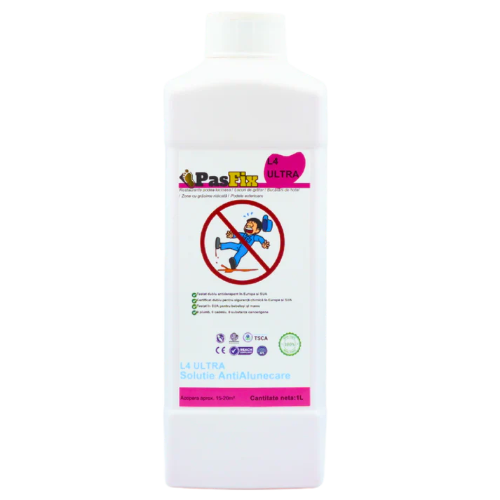 Soluție Antialunecare PasFix L4 ULTRA 1L - Protecție profesională pentru podea lucioasă, zone cu grăsime ridicata si podele exterioare